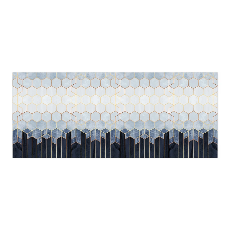 Selbstklebende Küchenrückwand Fredriksson - Hexagone: Blau und Weiß 