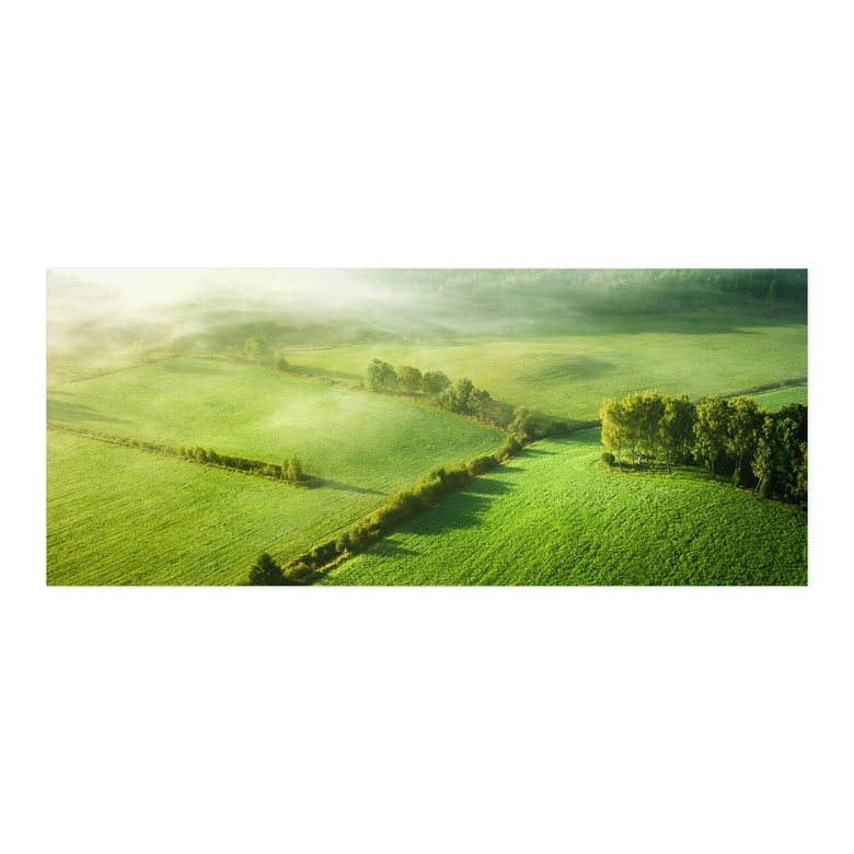 Zelfklevende Keukenachterwand Idyllische velden in de mist | voor het kookgedeelte - Kelder 