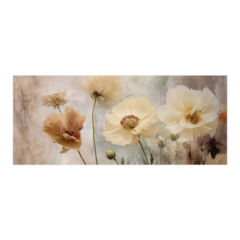 Salpicadero de cocina autoadhesivo de esplendor floral en cálidos tonos pastel - Paksoylu 