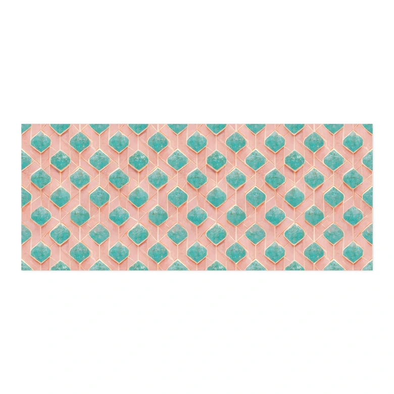 Self-adhesive kitchen splashback diamond pattern in turquoise and pink - Treechild 