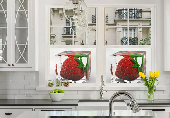 Sichtschutzfolie Erdbeereiswürfel - quadratisch 