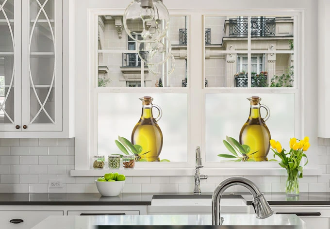 Window foil Olives & Bottle 