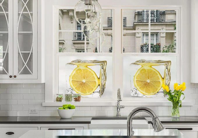 Window foil Lemon Ice cube 