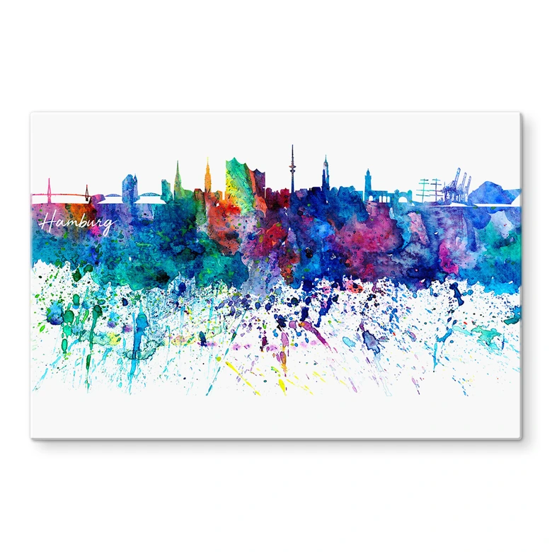 Spritzschutz Bleichner - Hamburg Aquarell Skyline 