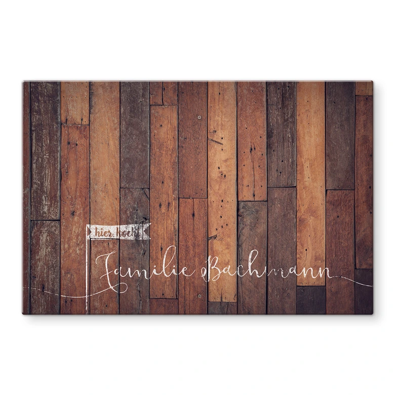 Spritzschutz Holz & Fähnchen + Wunschtext 