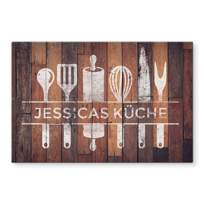 Spritzschutz Holz & Küche + Wunschtext 