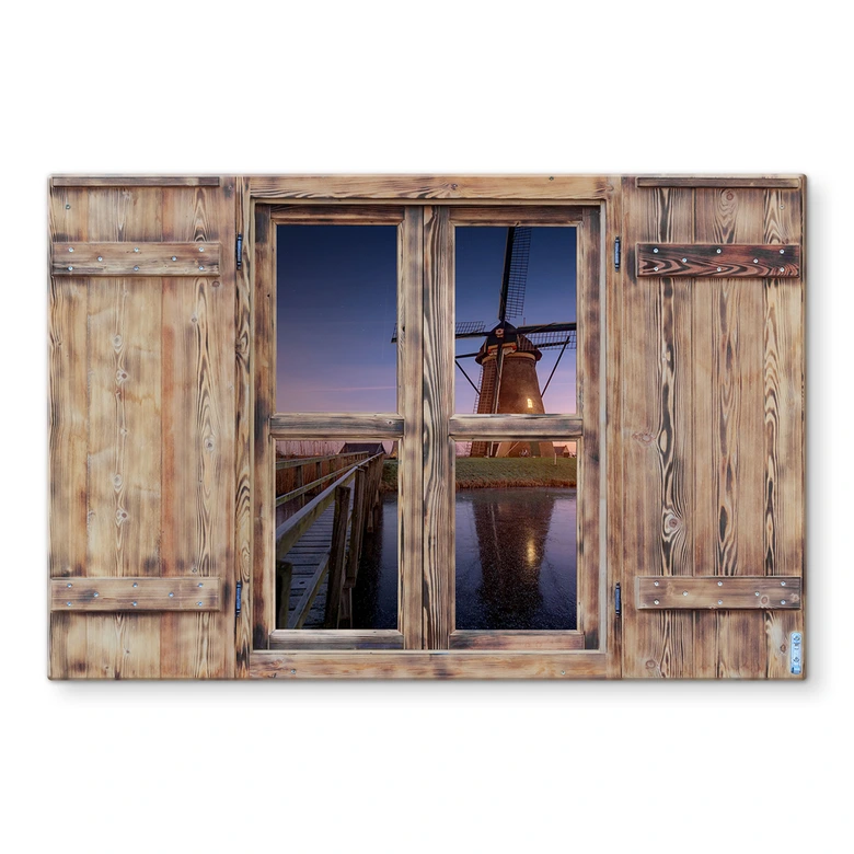 Spritzschutz 3D Holzfenster Pablo - Kinderdijk 2 