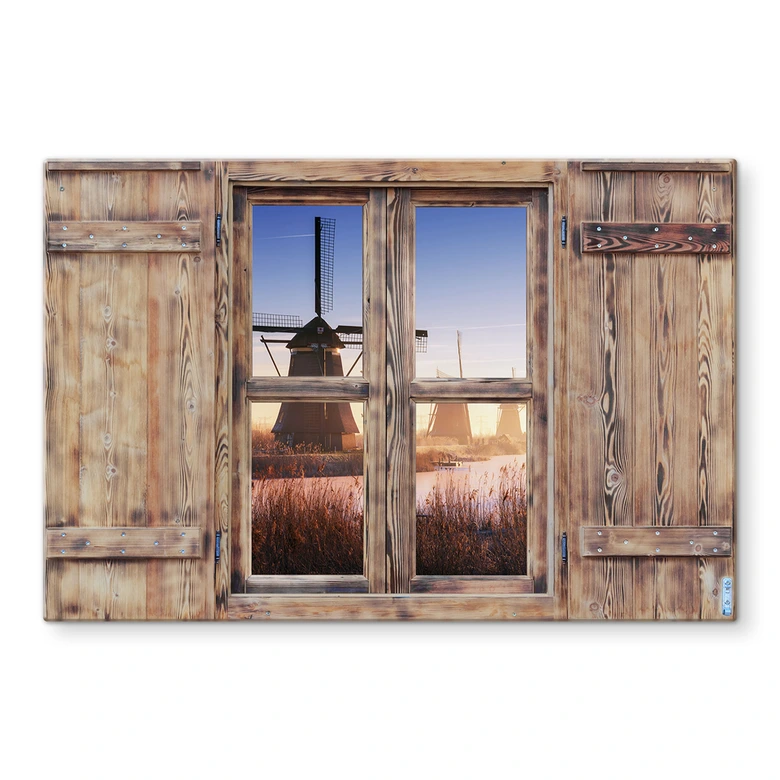 Spritzschutz 3D Holzfenster Pablo - Kinderdijk 4 