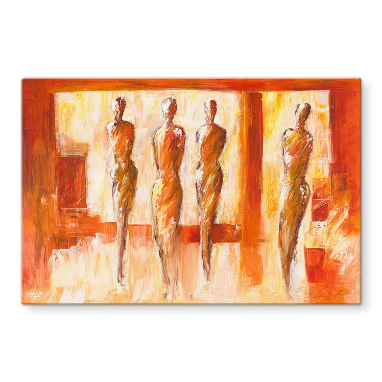 Spritzschutz Schüßler - Vier Figuren in Orange 