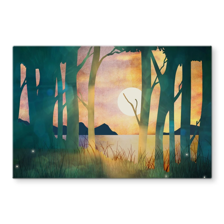 Spritzschutz Waldzauber bei Sonnenuntergang - SpaceFrog Designs 