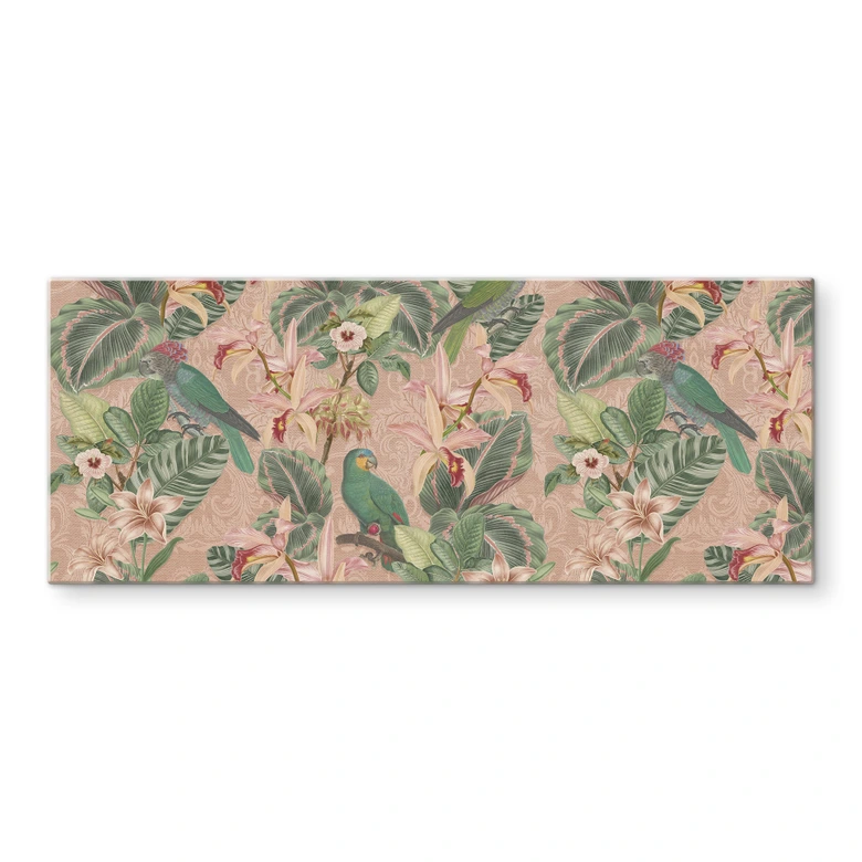 Spritzschutz Dschungel mit Papageien Rosa - Bloomery Decor - Panorama 