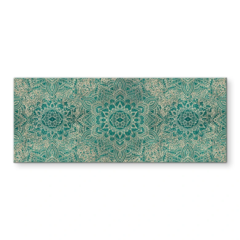 Spritzschutz Mandala Boho Gold-grün - Bloomery Decor - Panorama 
