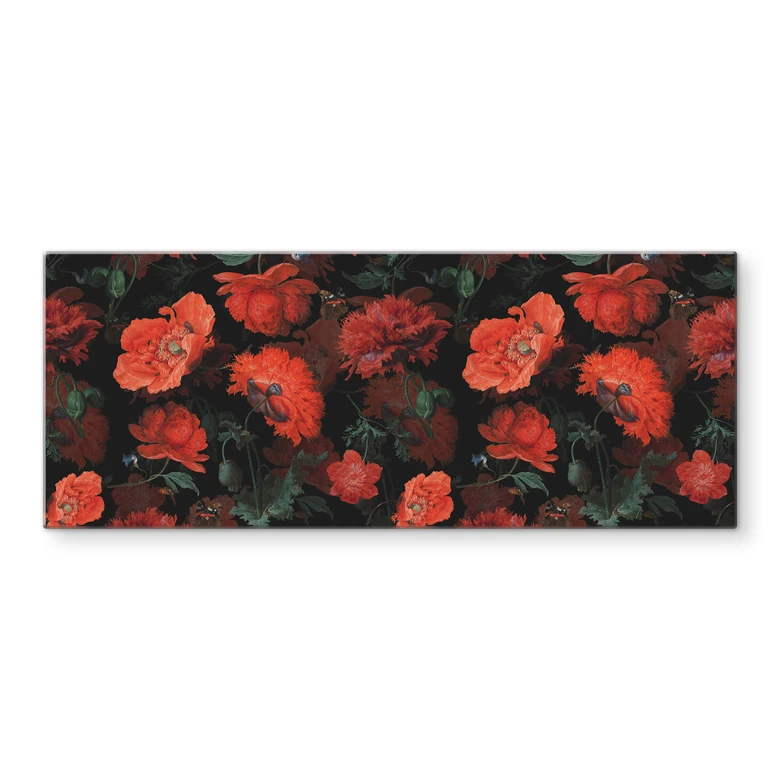 Spritzschutz UN Designs - Rote Blüten - Panorama 