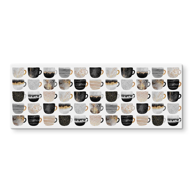 Crédence Transparente Fredriksson -Tasses de café : Pretty Black & Gold - Panorama 