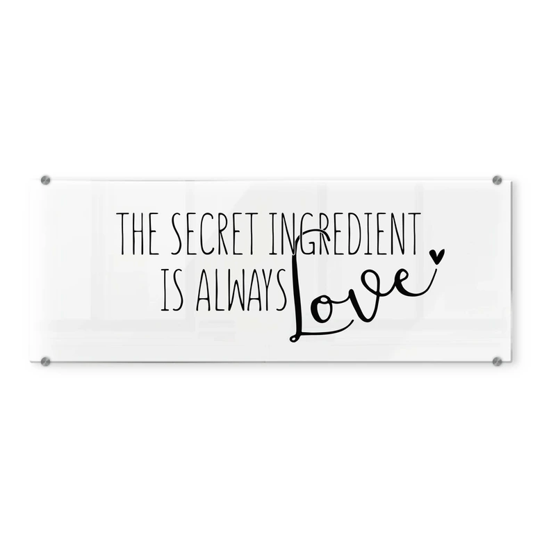 Spritzschutz Transparent - The secret ingredient is always love - Panorama 