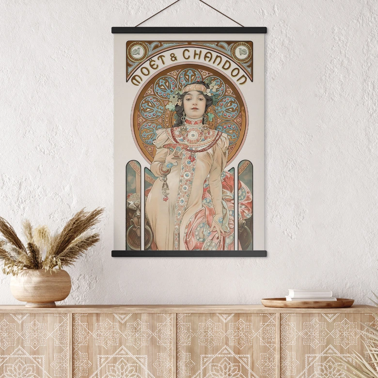 Affiche textile Moet and Chandon Dry Imperial - Mucha 