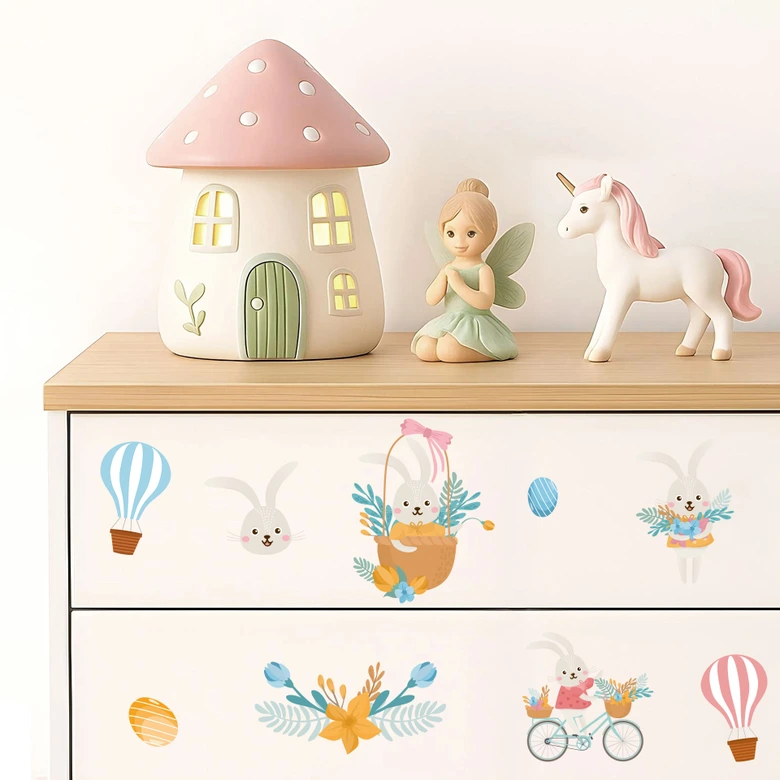 Sticker Kunterbunte Hasen zu Ostern 