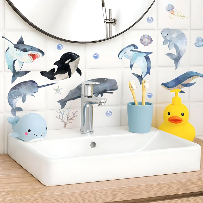 Autocollants Baleines & Requins 