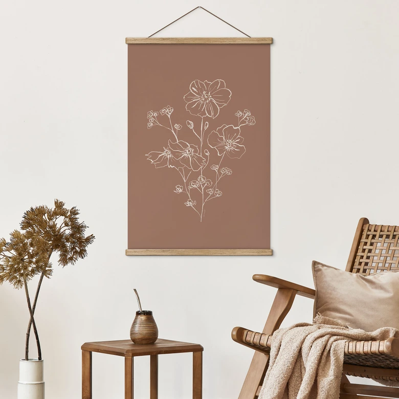 Stoffbild Wildrosenstrauß Mocha-Mousse - Anis Illustration 