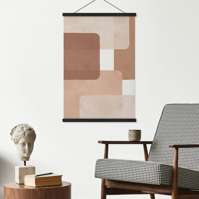 Stoffbild Boho Abstraktion in Beige-braun - Costa 