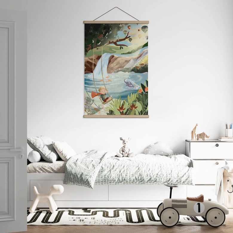 Affiche textile Balançoires dans l'oasis de la nature - Goed Blauw 