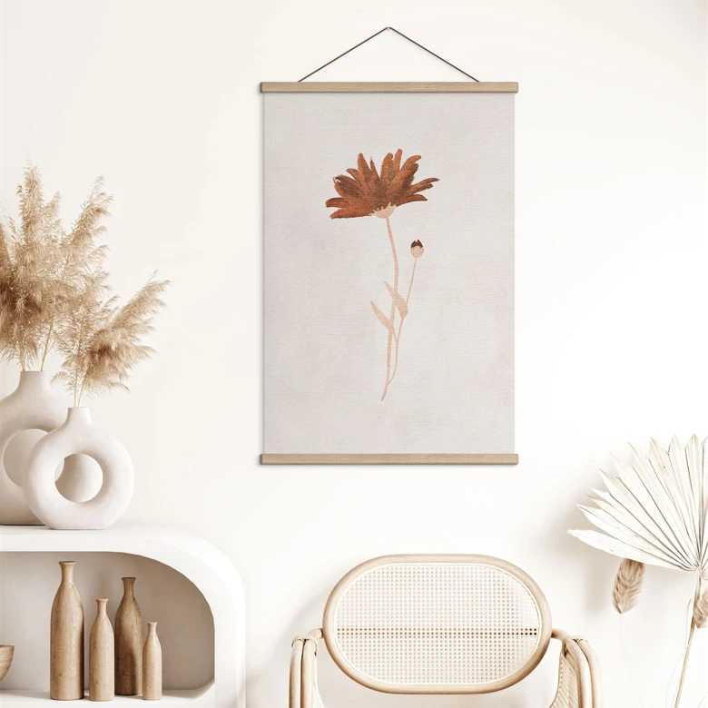 Affiche textile Fleur sauvage abstraite - Goed Blauw 