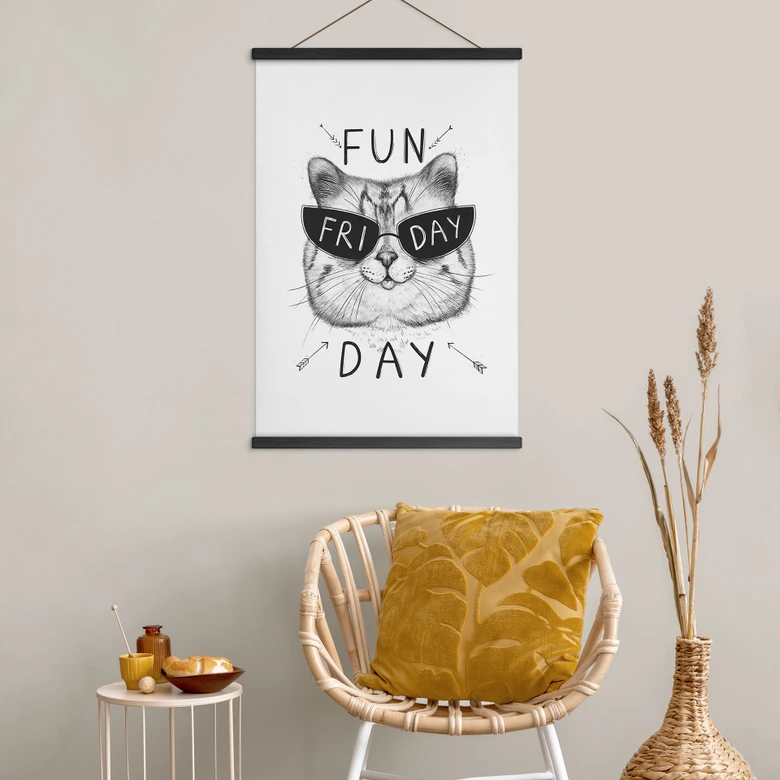 Póster de tela gato con gafas de sol - Fun Friday Cat - Korenkova 