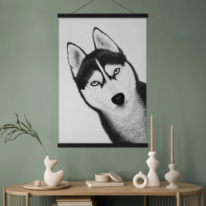 Stoffbild Sibirischer Husky - Hundeporträt - Korenkova 