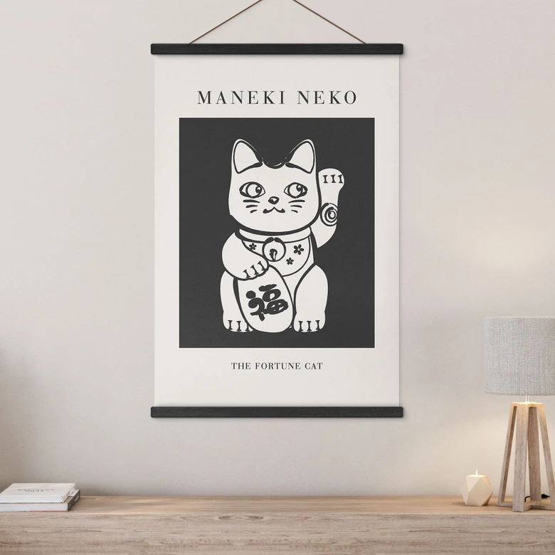 Stoffbild Maneki Neko - Die Glückskatze - KsanaKalpa 
