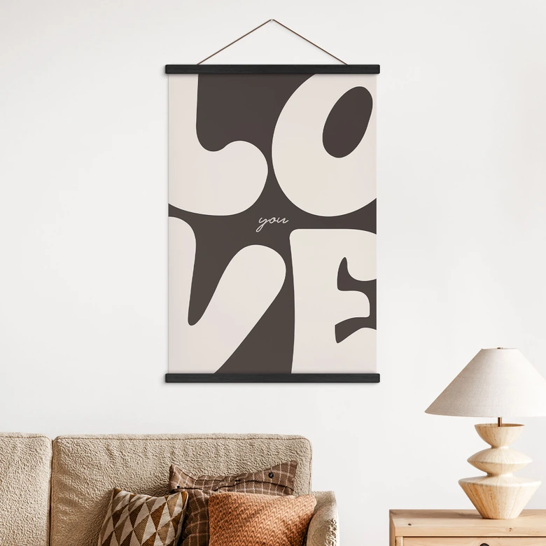 Affiche textile avec typographie - Love you Retro Letters 