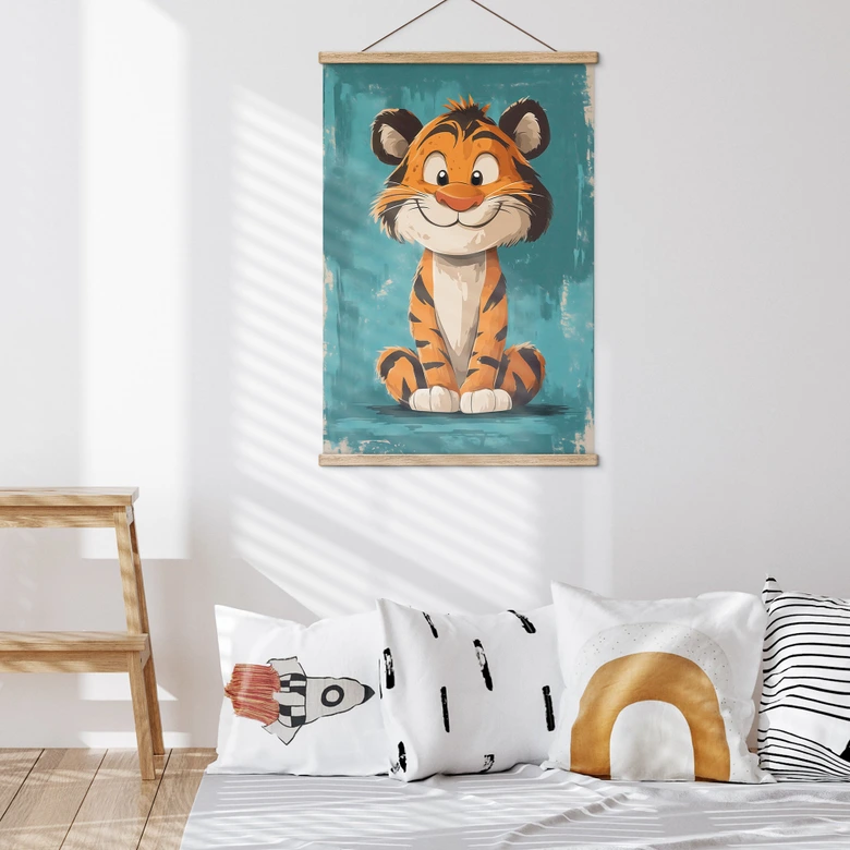 Stoffbild Fröhliches Tigerbaby - Magnusson 