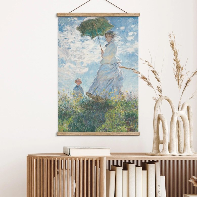 Affiche textile Monet - Femme à l'ombrelle - Madame Monet et son fils 
