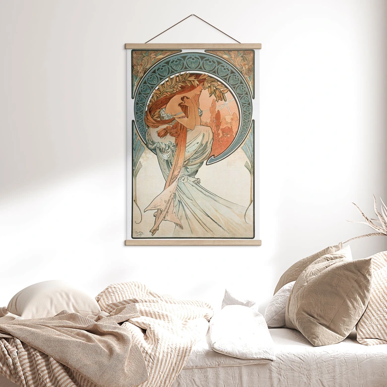 Tekstil plakat Mucha - Fire kunstarter: Poesi 