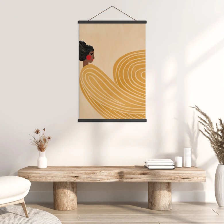 Obraz tkaniny kobieta z żółtym wirowaniem - Müller 