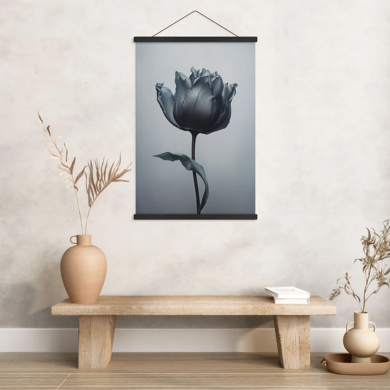 Stoffbild Samtige Tulpe in Schwarz - Paksoylu 