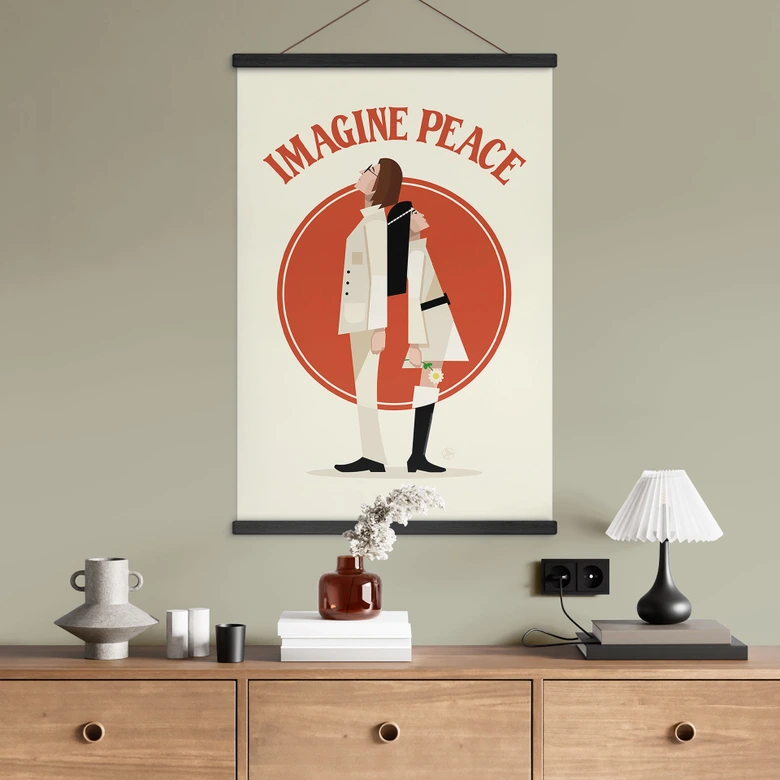 Stoffbild Imagine Peace - Zwei für Frieden und Hoffnung - Retrodrome 