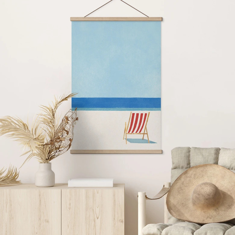 Stoffbild Liegestuhl mit Blick aufs Meer - Rivers 