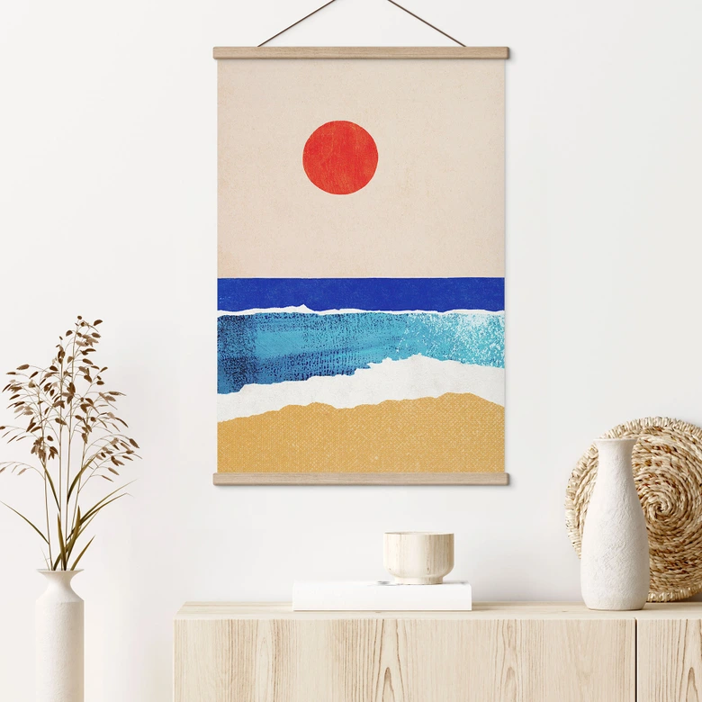 Textile poster Quiet beach at sunset - Rivers 