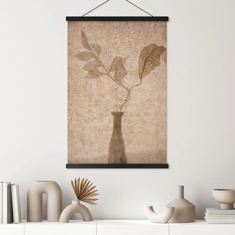Stilleben Tekstil plakat med efterårsblade i beige - Tokarev 