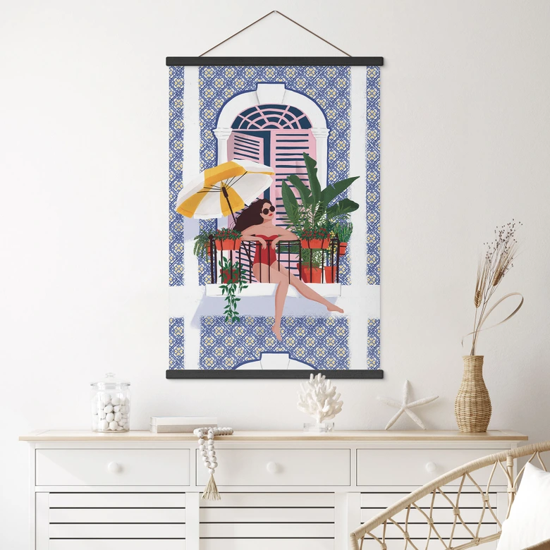 Textielposter vakantie op het balkon - Tomljanovic 