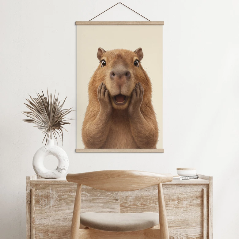 Stoffbild Überraschtes Capybara 