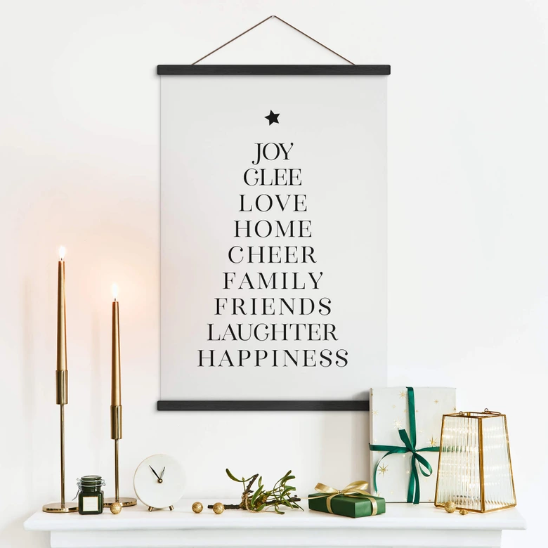 Obraz tkaniny - typograficzna choinka - Blursbyai 