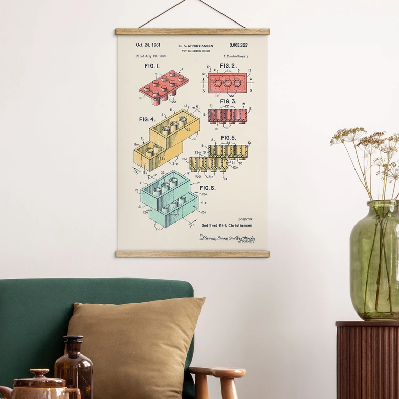 Affiche textile Comment est né le plus célèbre des blocs de construction - Bodart 