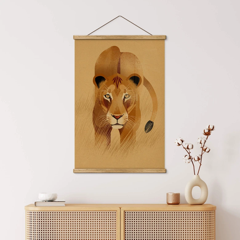 Affiche textile Lionne - Braun 