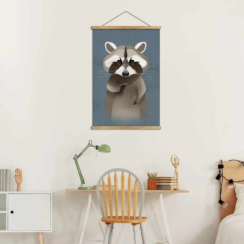 Stoffbild Waschbär - Braun 