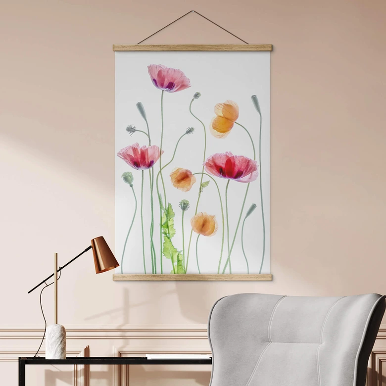 Blumen Stoffbild - Bunte Mohnblumen - Disher 