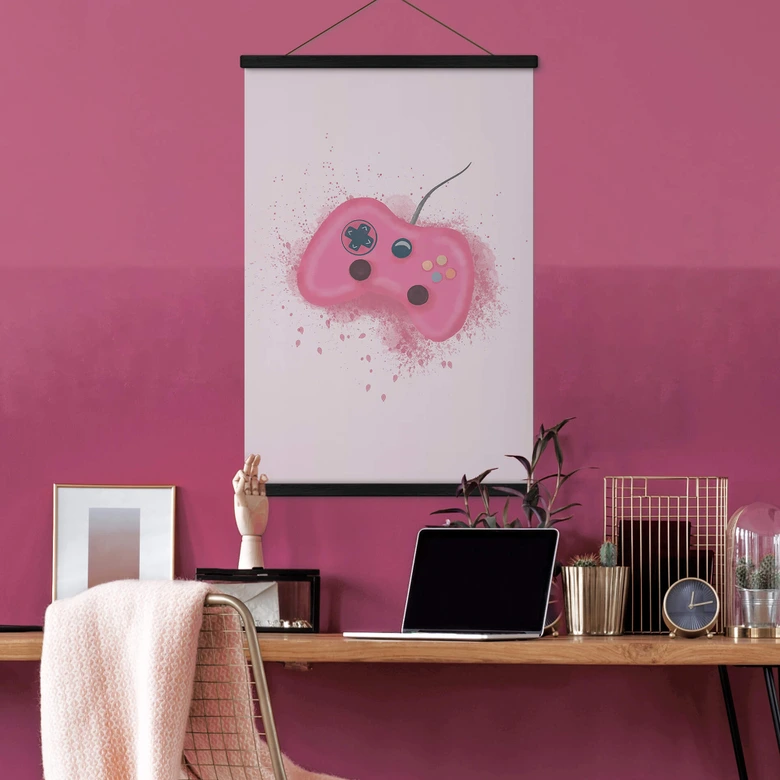 Tekstil plakat Eleonora - Pink Gaming Controller 