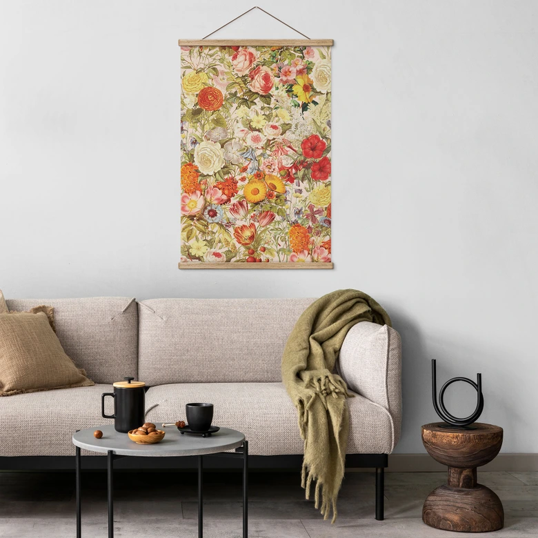 Stoffbild Farbenfrohe Blumencollage - Frida Floral Studio 