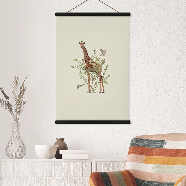 Stoffbild Florale Giraffe - Frida Floral Studio 