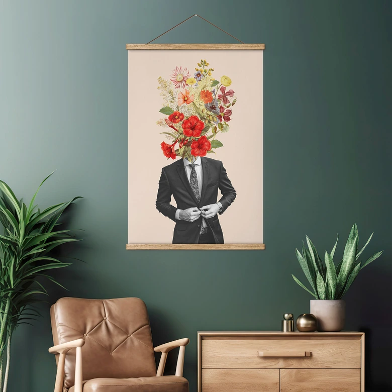 Stoffbild Mann im Anzug mit Wildblumen - Frida Floral Studio 